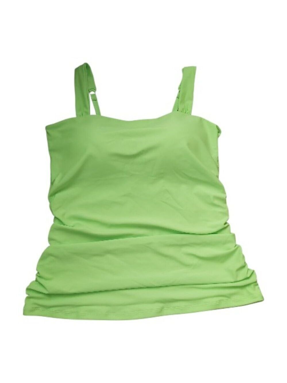 RELLECIGA Neon Green Tankini Top XL Adjustable Straps Built-in Bra Swimwear NWT
